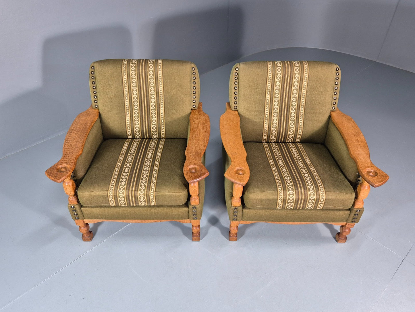 2 Kjaernulf Lounge Chairs Retro 1970s Green Light Oak Retro EB10750 VCLO3