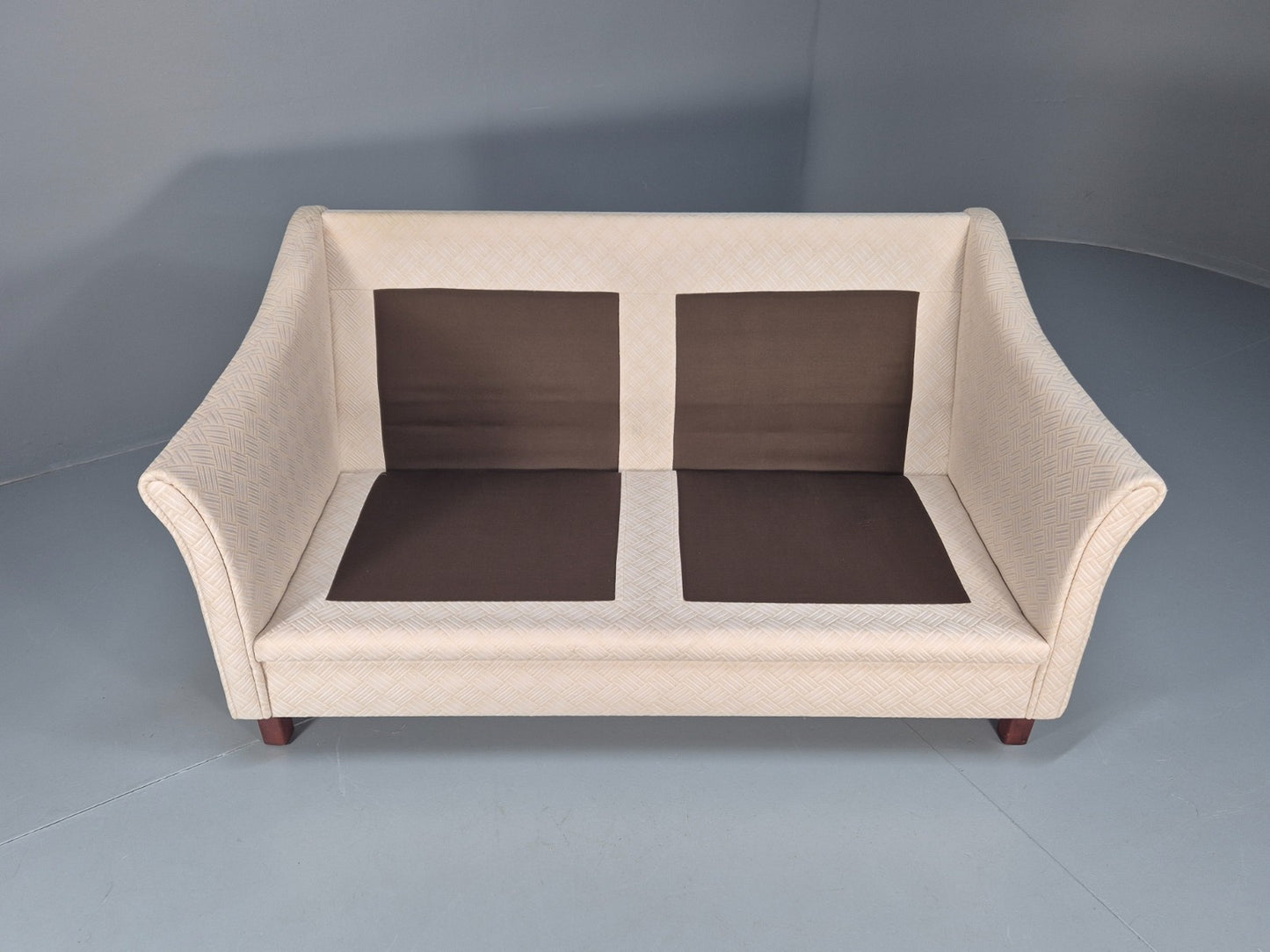 Vintage 2 Seater Sofa Retro Danish Cream Patterned Fabric EB10516 M2SS8