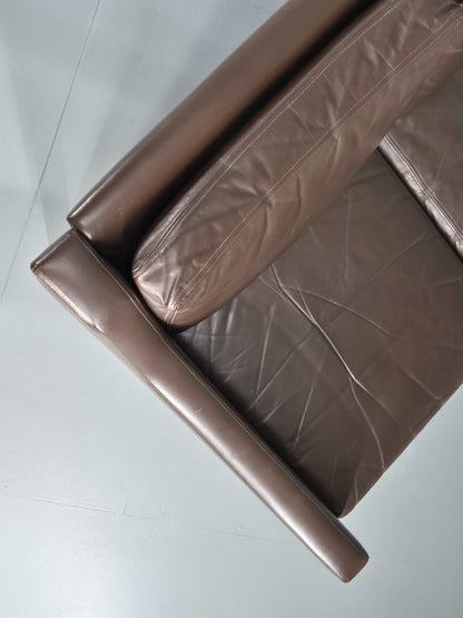 Vintage 3 Seat Leather Sofa 1970s Danish Brown Mid Century Retro EB10519 M3SS18