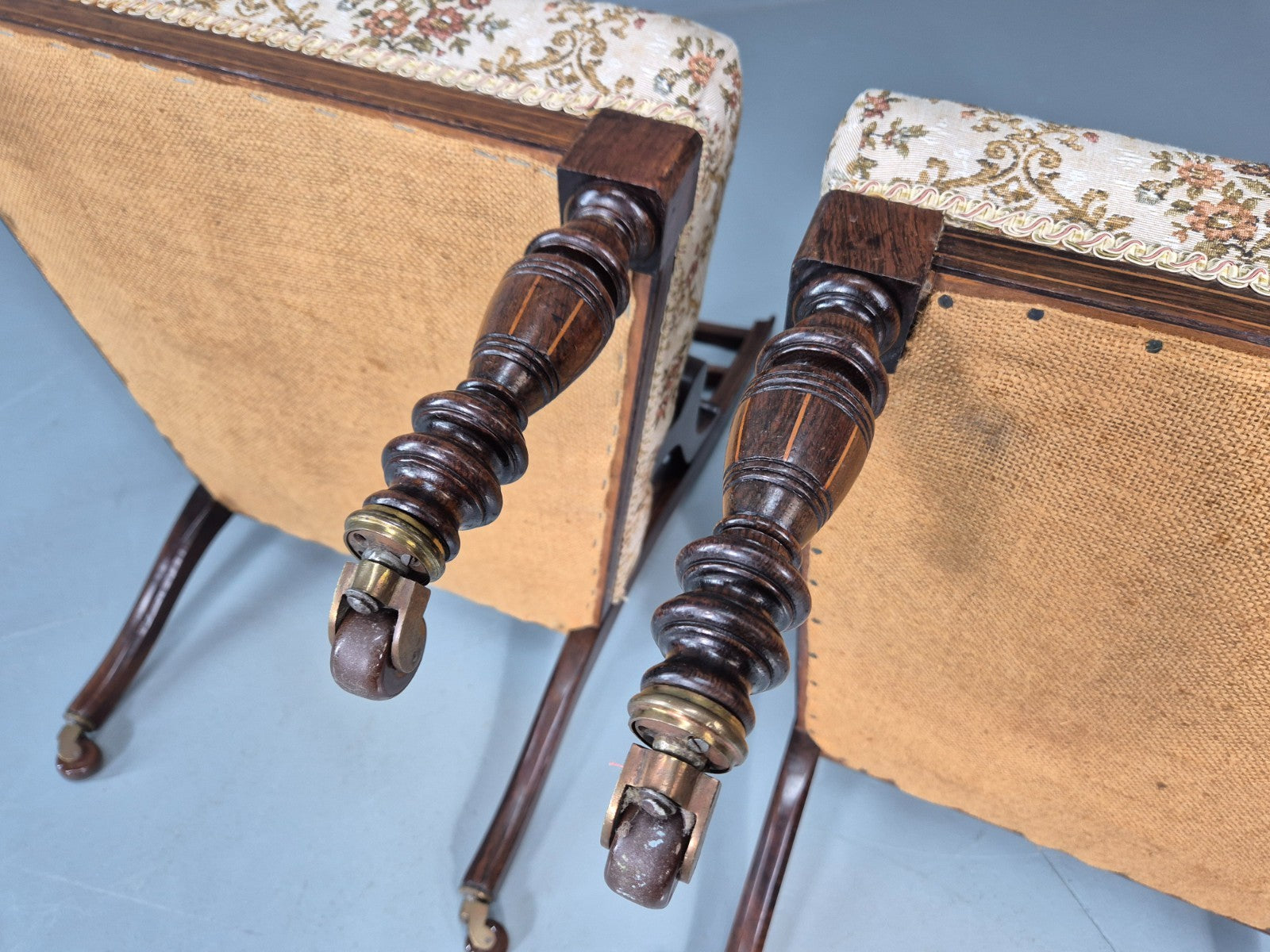 2 Antique Lounge Chairs Regency Revival Style Victorian Rosewood  EB10988 VCLO6