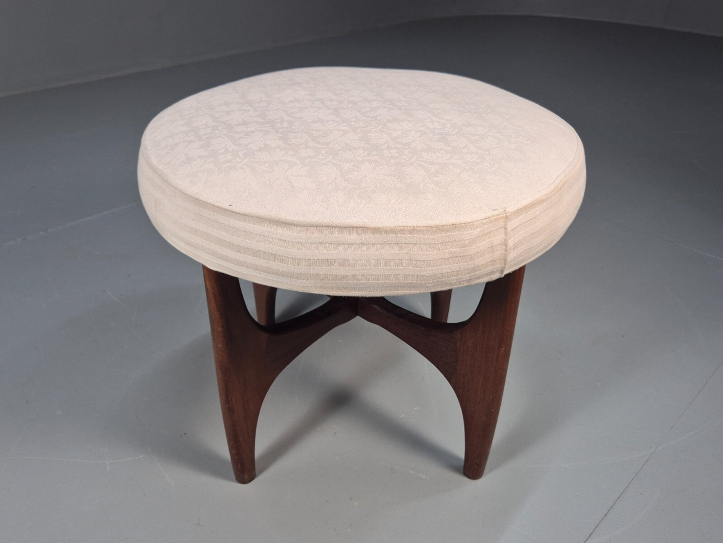 Vintage G plan Dressing Table Stool Teak Astro Base White Cotton EB9750 MFOO - UKDK FURNITURE