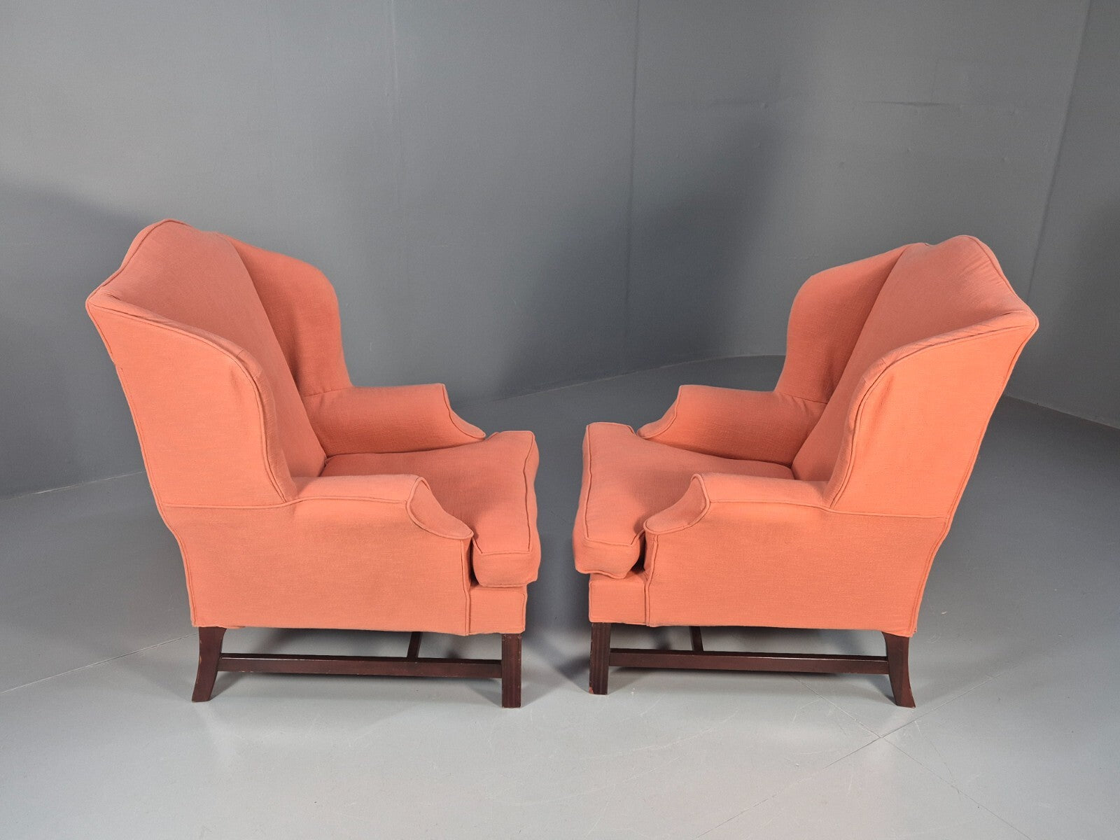 2 Vintage Georgian Style Wingback Armchairs 1950s Reproduction EB9469 VCLO - UKDK FURNITURE