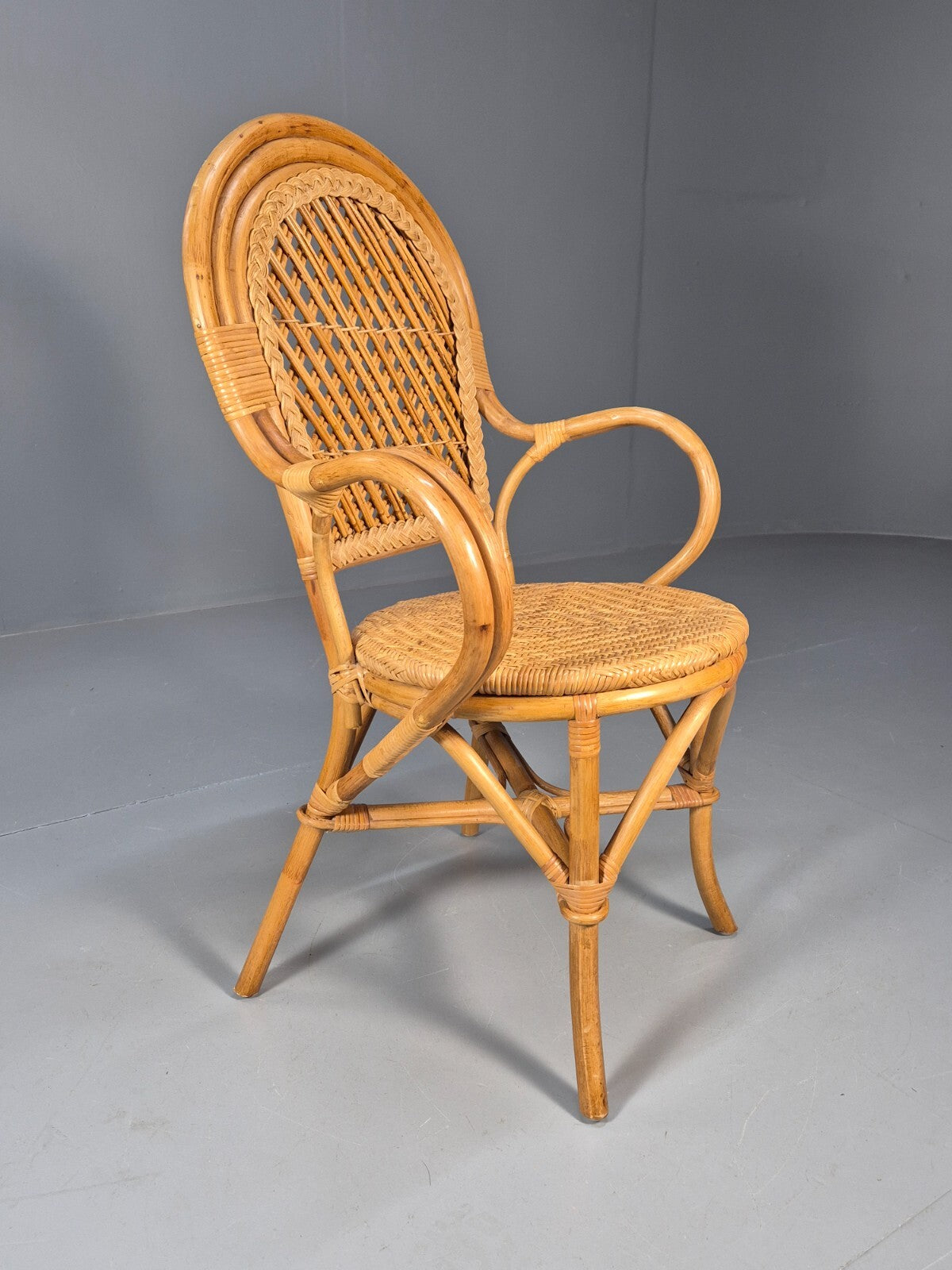 Vintage Cane Rattan Armchair 1980s Retro EB9685 VBER - UKDK FURNITURE