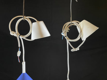 Danish Pair Pendant Lights Design A/S Model: Costa Blue Retro EB5104 LCLC13