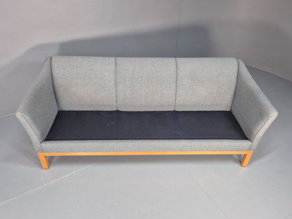 Mid Century Three Seater Sofa Blue wool Oak Base 1980s Retro  EB10398 M3SS6