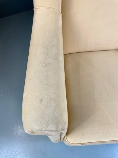 Danish Modern Cream Suede Wing Back Armchair, MCM, Retro, Vintage EB4500 VCLO - UKDK FURNITURE