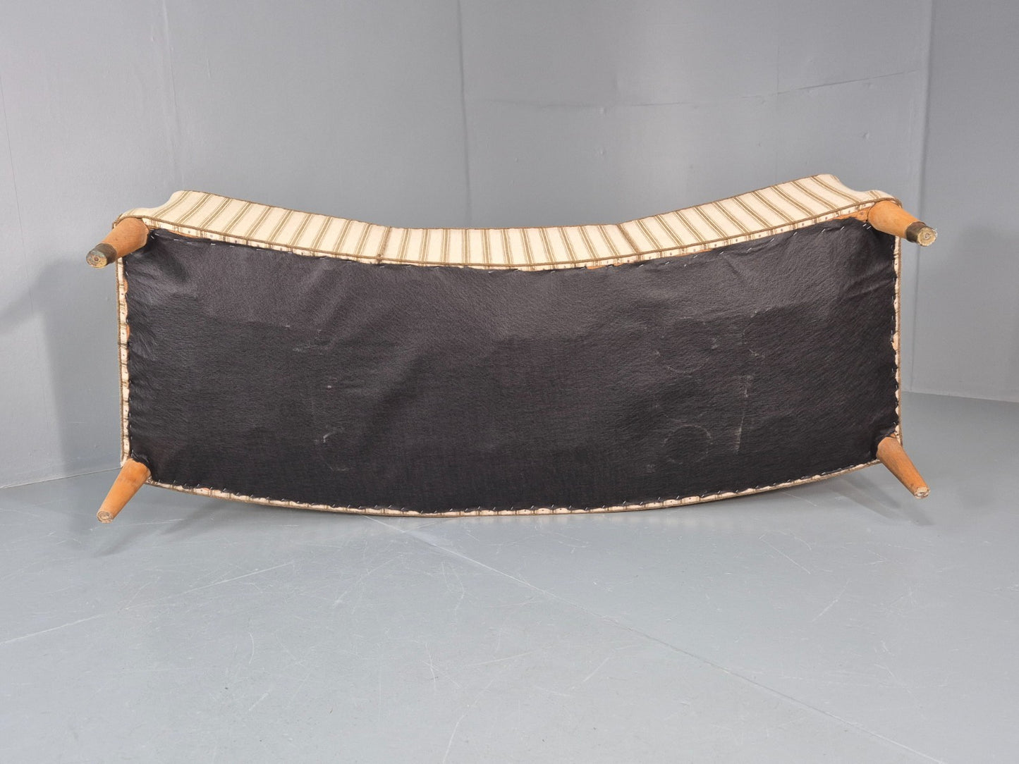 Three Seater Art Deco Curved Sofa 1930s Vintage Cream Green Wool  EB10799 V3SS7