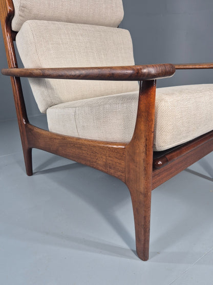 Vintage Mid Century Teak Lounge Chair Danish 1970s New Upholstery EB11138 MNOR19