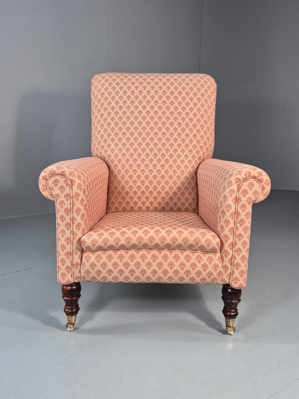 Antique Lounge Chair Edwardian Howard and Sons Style Rolled Back EB11218 VCLO3