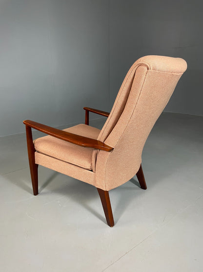 Vintage Lounge Chair Beech Frame Pink Parker Knoll Retro MCM EB6977 MNOR11
