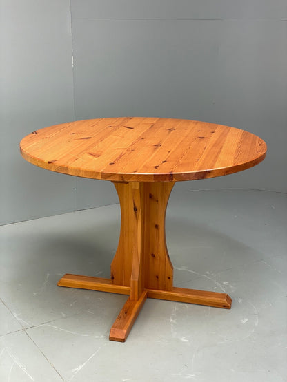 Vintage Round Solid Pine Dining Table By Hamlet Furniture 1970s EB9521 MWOO - UKDK FURNITURE