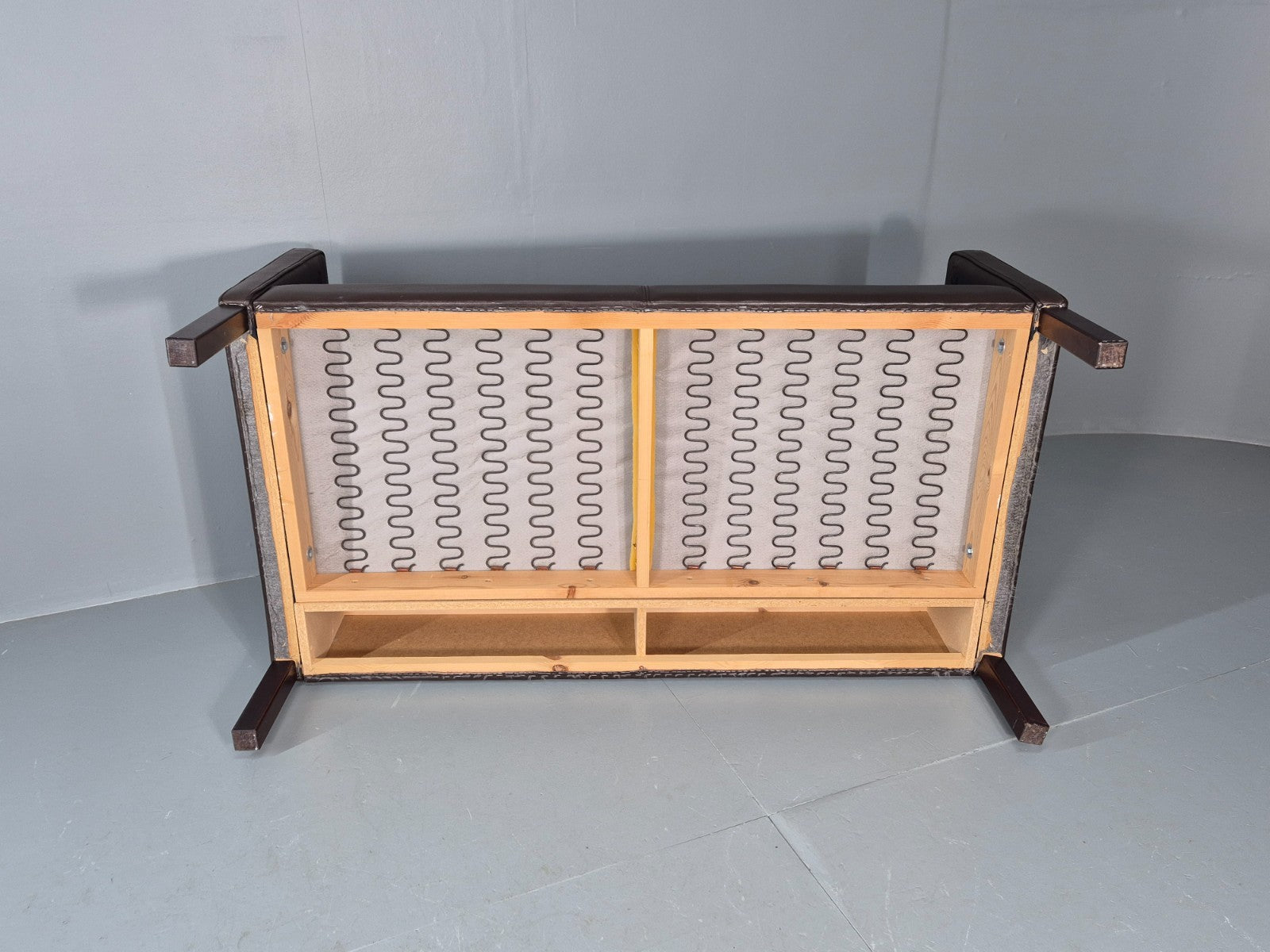 Vintage Danish 2 Seat Settee 1970s Danish Brown Leather Retro MCM EB11633 M2SS7