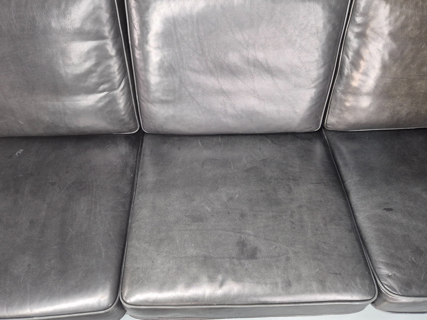 Vintage 3 Seat Sofa Black Leather Danish Hurup Mid Century Retro EB10475 M3SS5
