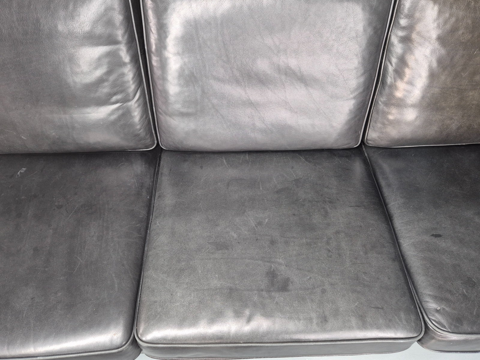 Vintage 3 Seat Sofa Black Leather Danish Hurup Mid Century Retro EB10475 M3SS5