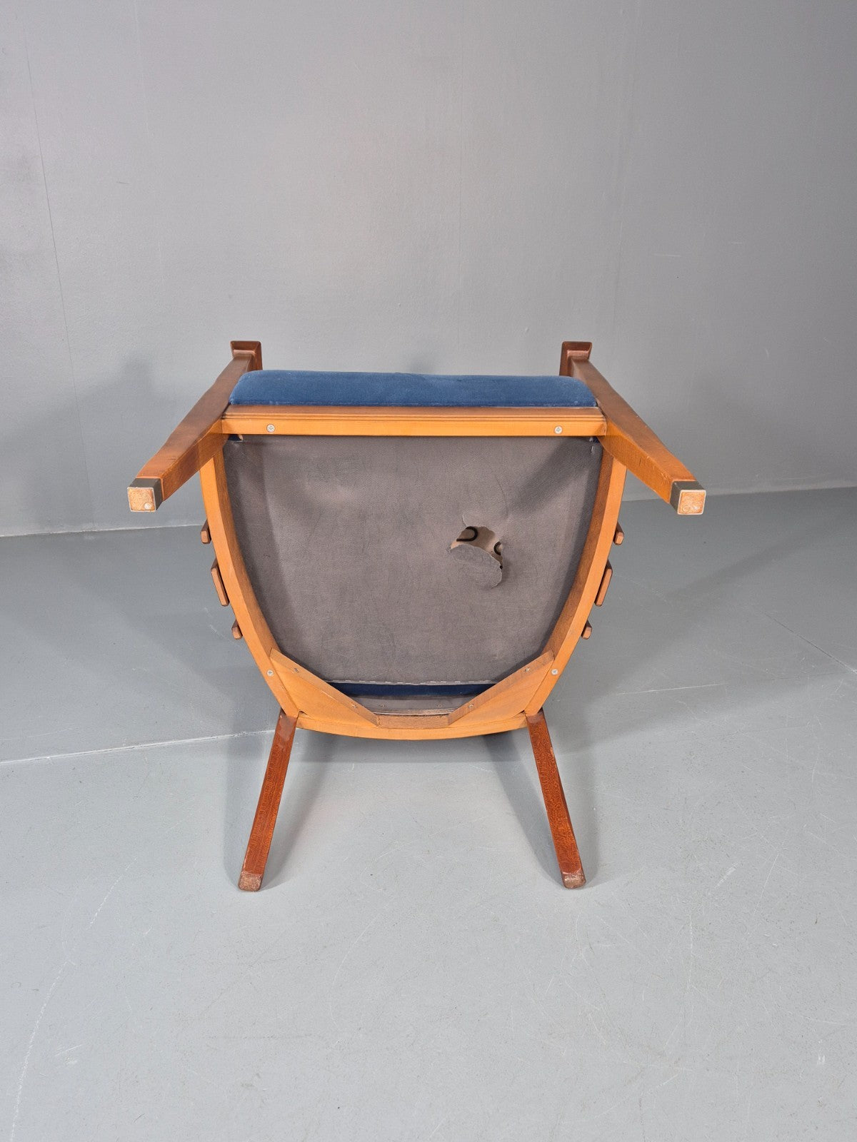 6 Art Deco Style Elbow Chairs Scandinavian Modern Blue Velvet   EB10935 VDIN14