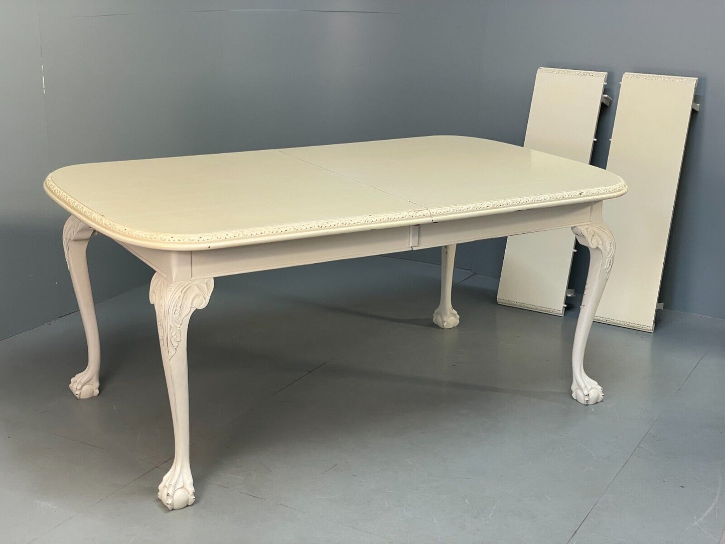 Antique Extending Dining Table Off White Painted Mahogany French EB9127 VWOO - UKDK FURNITURE