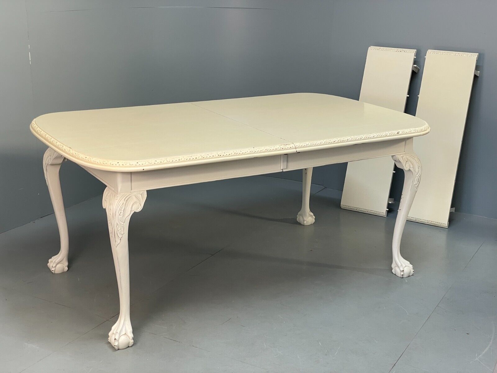 Antique Extending Dining Table Off White Painted Mahogany French EB9127 VWOO - UKDK FURNITURE