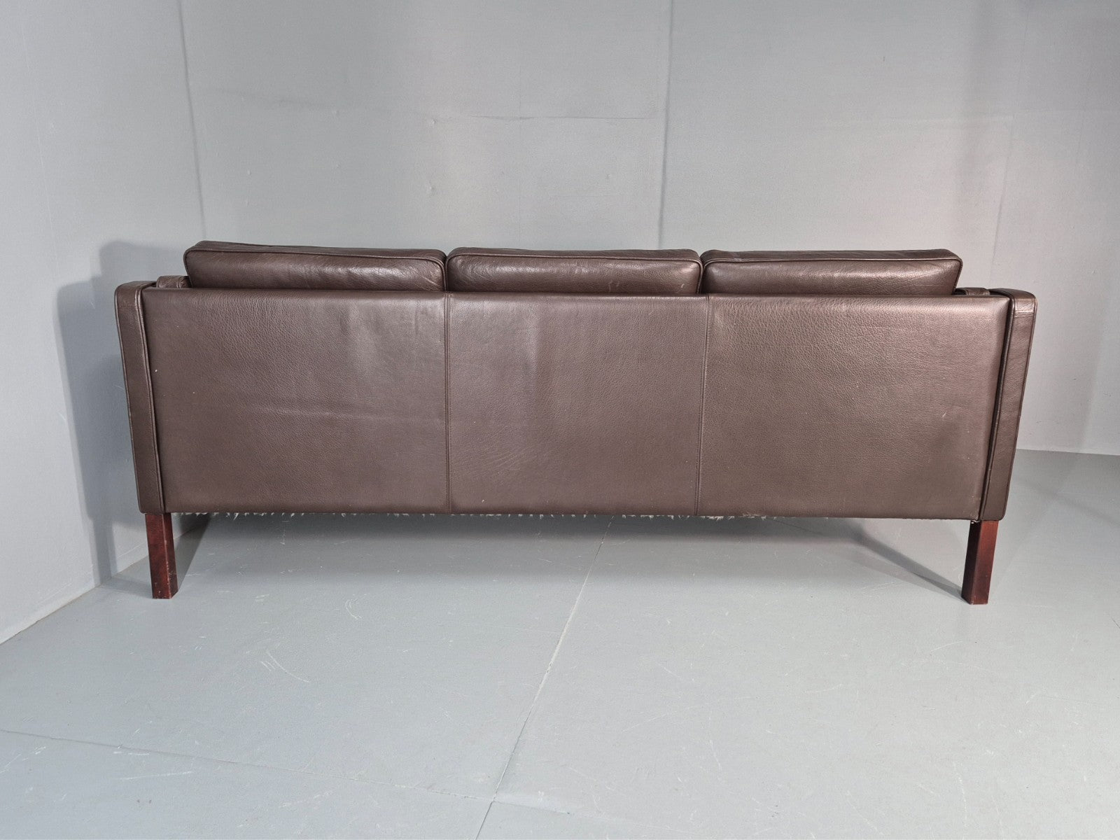 Vintage 2 Seater Settee 1970s Danish Brown Leather Mogensen Style EB11641 M3SS16