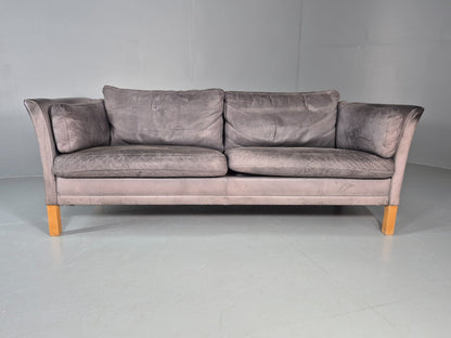 Vintage Mogens Hansen 2.5 Seat Settee Grey Leather 1980s Retro EB11644 M3SS4