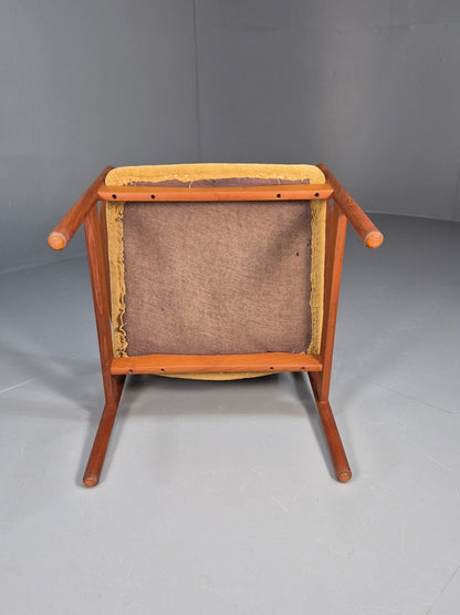 Vintage Danish Lounge Chair Yellow Cotton Teak 1960s Retro MCM EB8762 MNOR - UKDK FURNITURE