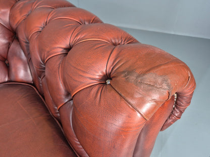 Three Seater Red Leather Chesterfield Quality Version Retro EB11031 VCHE10