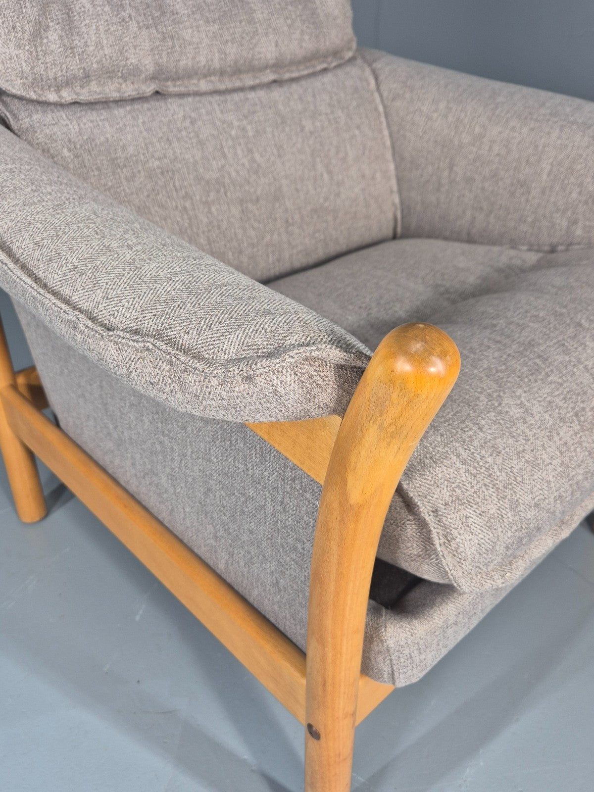 Vintage Lounge Chair Mid Century Danish Beech Frame New Upholstery EB11314 MNOR10