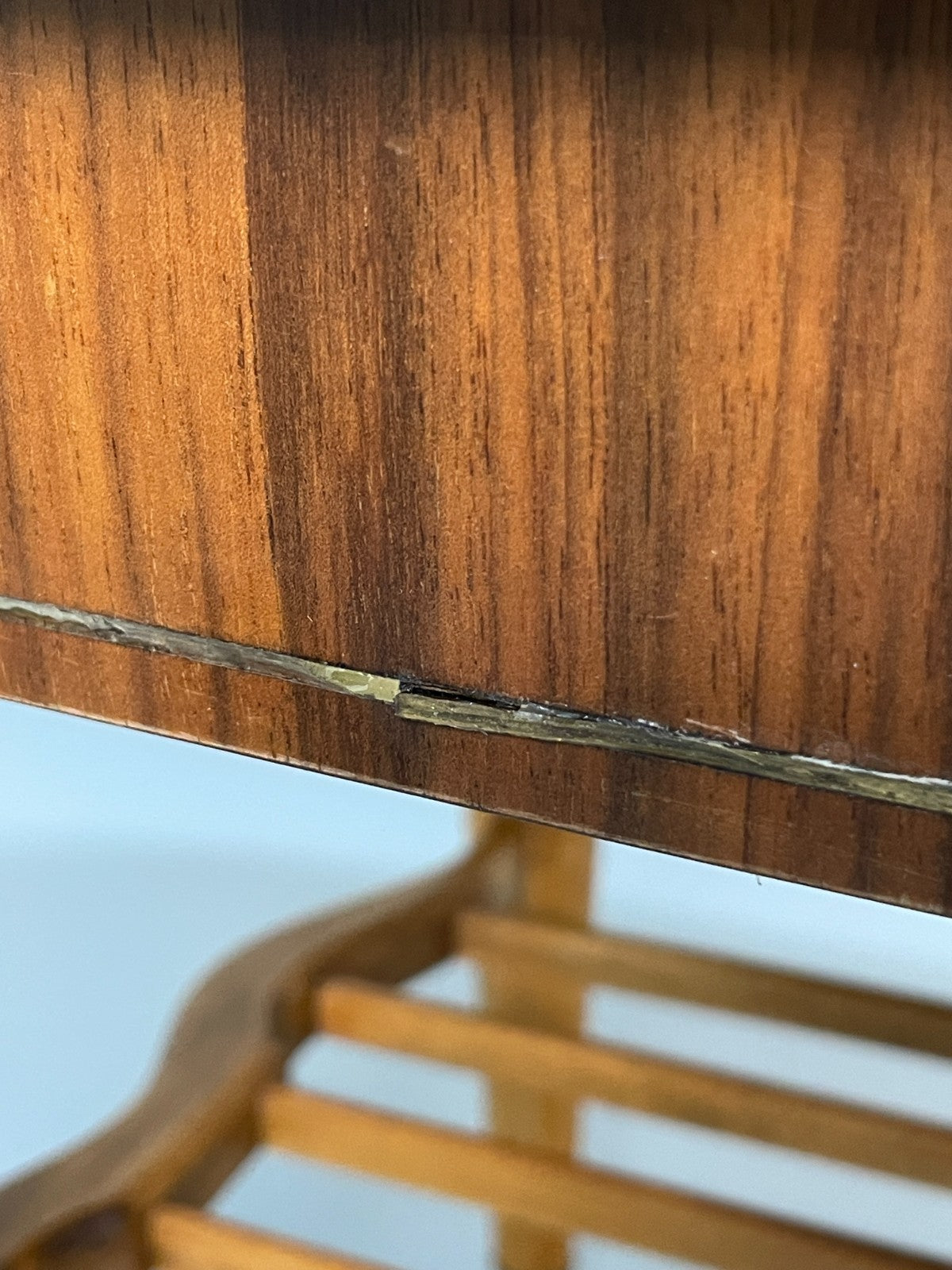 Vintage Walnut Coffee Table - Carved 1960s Magazine Rack Brass EB10874 MWOO20