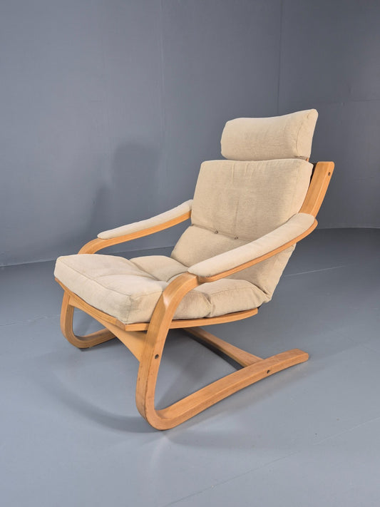 Vintage Danish Bentwood Lounge Chair Cantilever Design 1970s Retro EB11373 MBEN0