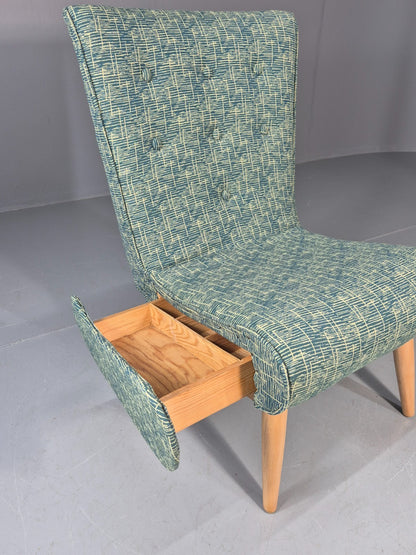 Vintage Swedish Retro Chair Newly Upholstered Hobby Chair Drawer EB11084 MNOR18