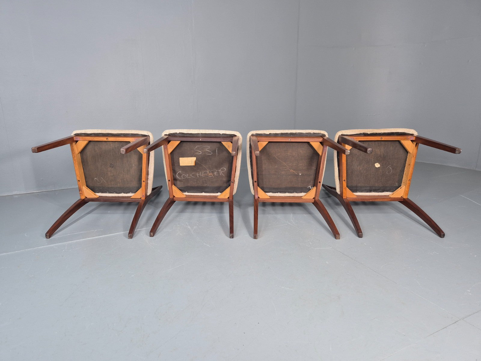 4 Vintage G Plan Ffresco Dining Chars Teak Cream Seats 1970s Retro EB11591 MDIN10