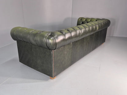3 Seater Chesterfield Sofa Green Leather Studded Vintage EB11030 VCHE19