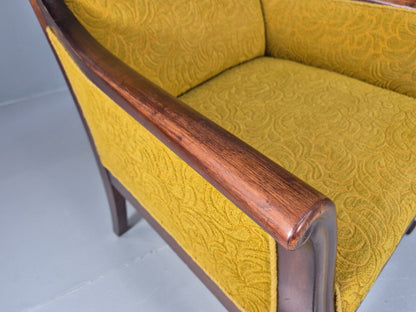 2 Danish Antique Chairs French Empire Style 1920s Mahogany Mustard EB9042 VCLO - UKDK FURNITURE