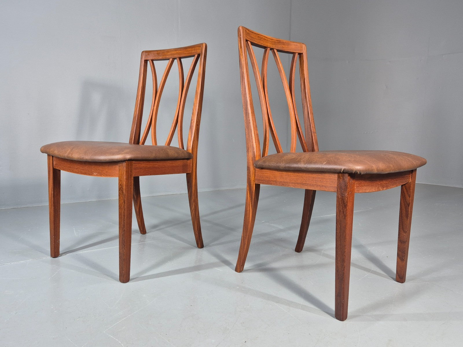 2 Vintage G plan Dining Chairs X Back 1970s Retro MCM Teak Frame EB11778 MDIN13