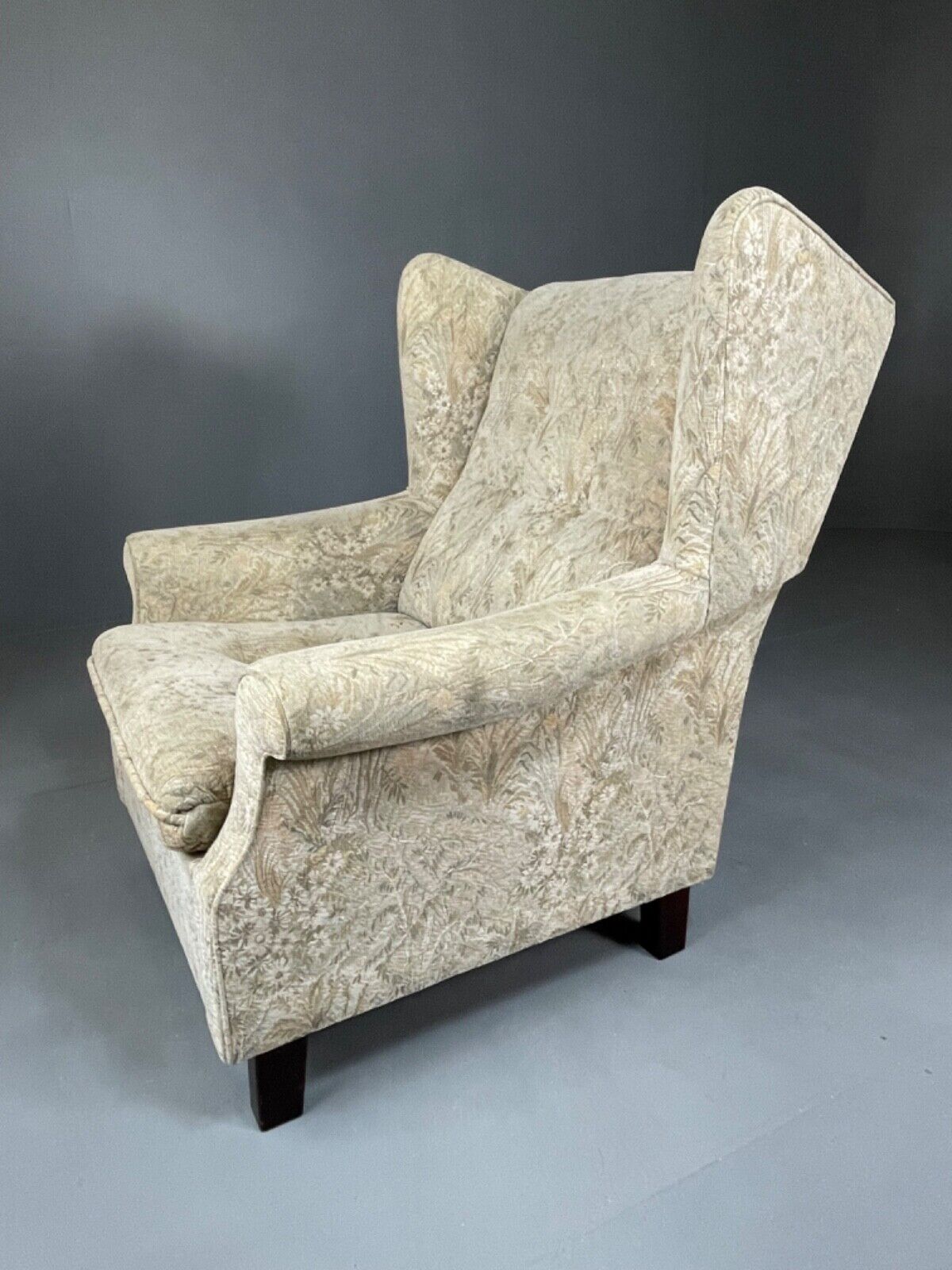 Danish Mid Century Floral Wing Back Armchair, Retro, Deco, Vintage EB4499 VCLO - UKDK FURNITURE