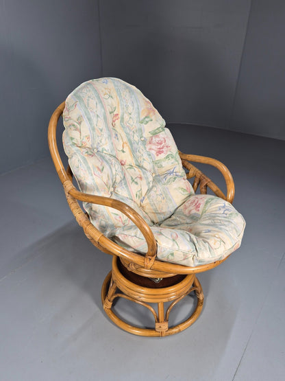 Vintage Cane Swivel and Rocking Based Lounge Chair 1970s Retro EB9454 VBER - UKDK FURNITURE