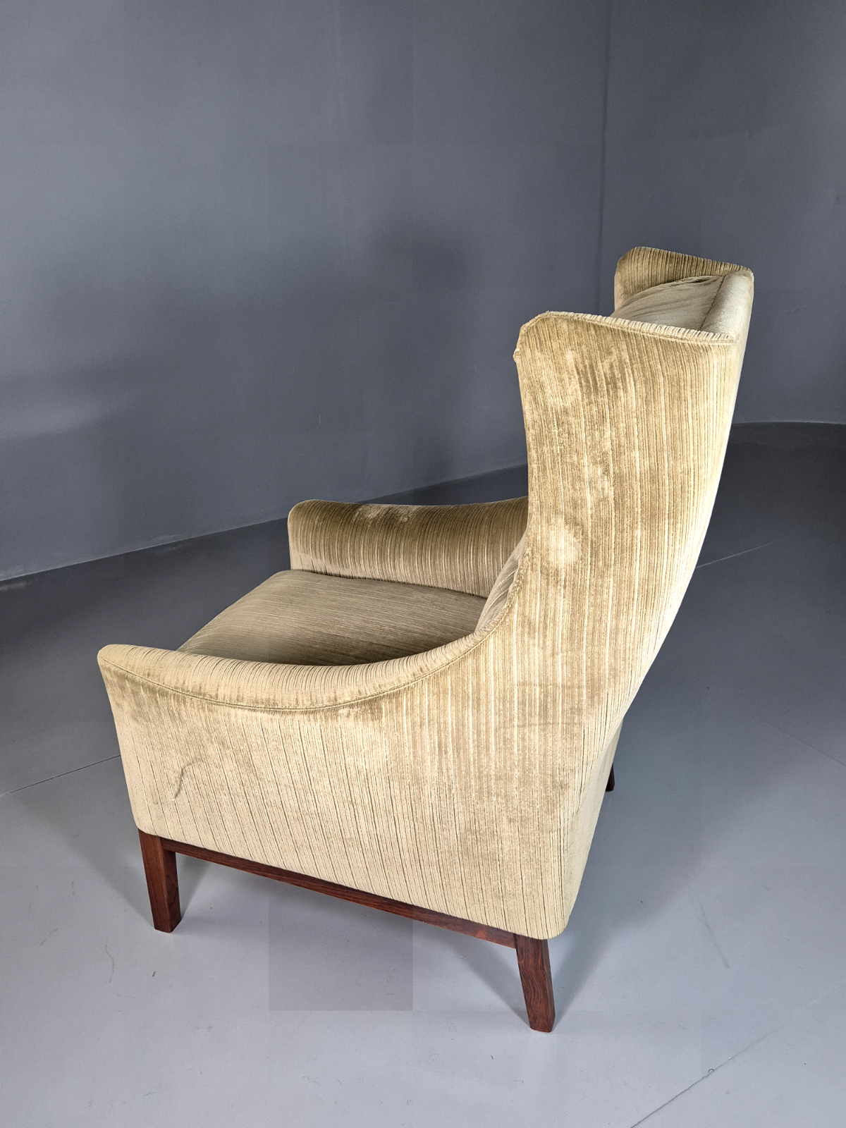 Vintage Swedish Wingback Chair Green Rosewood Bender Ikea 1960s MCM EB6997 MNOR12