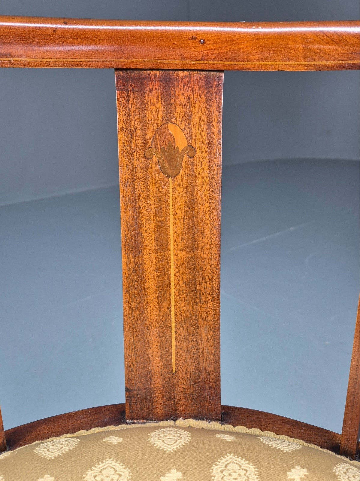 Edwardian Art Nouveau Corner Chair Mahogany Frame Tulip Inlay 1900s EB10715 VDIN3