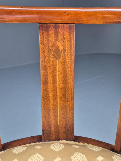 Edwardian Art Nouveau Corner Chair Mahogany Frame Tulip Inlay 1900s EB10715 VDIN3