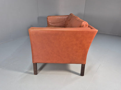 MidCentury Three Seater Sofa Tan Leather Vintage Danish Retro 1970s EB10721 M3SS18