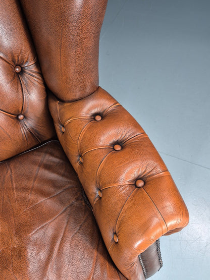 Vintage Leather Wing Back Club Chair  Denmark Chesterfield Style  EB10732 VLEA5