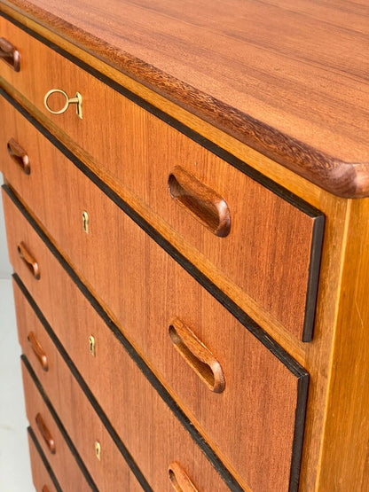 Vintage Danish Teak Chest Of Drawers Solid Handles Mid Century EB9117 MWOO - UKDK FURNITURE