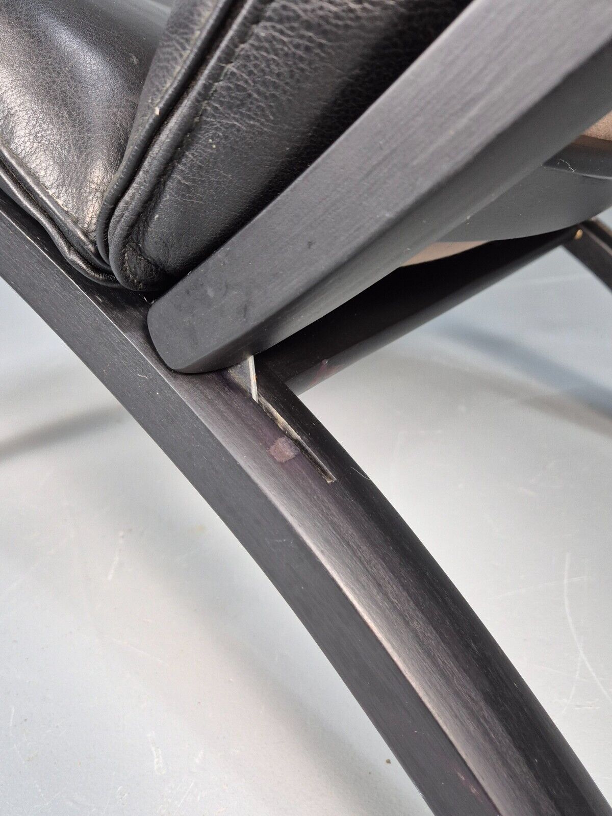 Vintage Danish Bentwood Armchair Black Leather Black Frame Reclining EB8770 MBEN - UKDK FURNITURE
