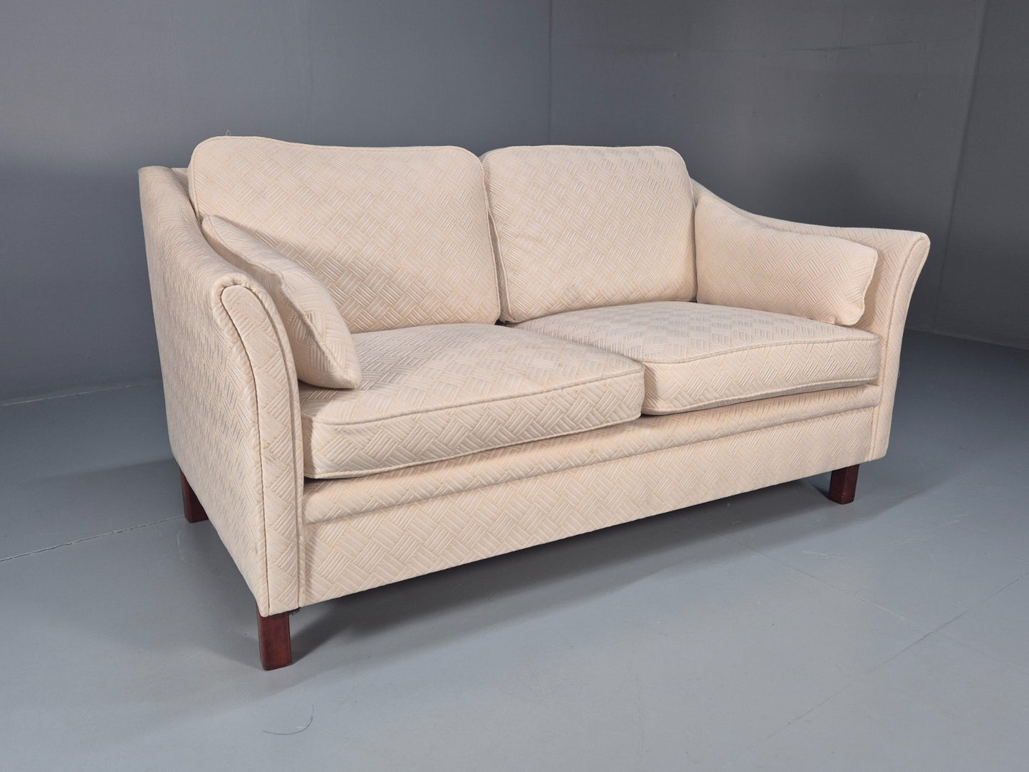 Vintage 2 Seater Sofa Retro Danish Cream Patterned Fabric EB10516 M2SS0