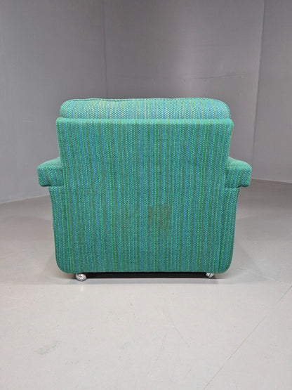 Vintage Danish Lounge Chair Blue Wool Retro MCM 1970s E8292 MNOR - UKDK FURNITURE