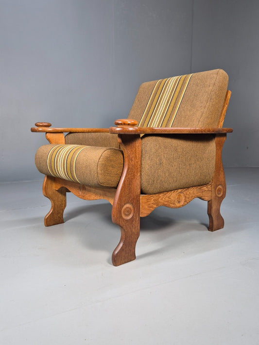 Vintage Kjaernulf Style Lounge Chair Oak and Green 1970s Retro EB9547 MNOR - UKDK FURNITURE