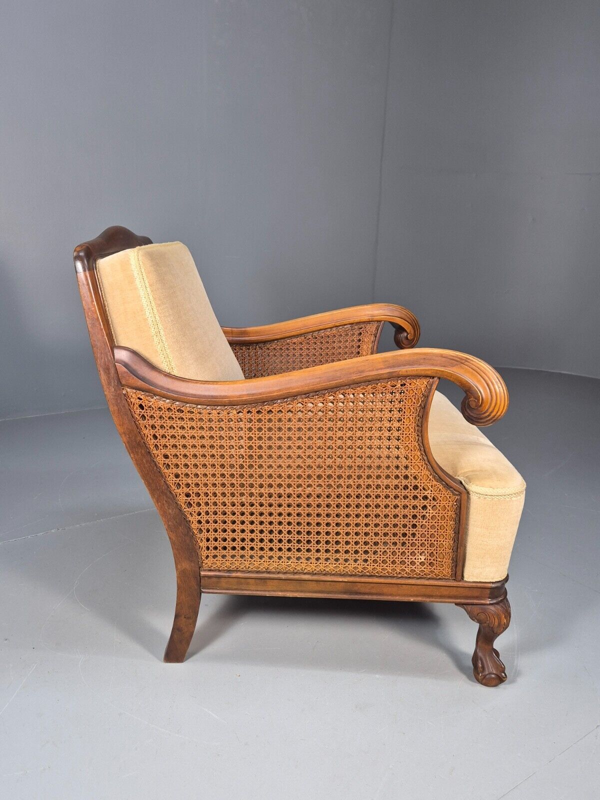 Antique Danish Lounge Chair Bergere Sides Ball and Claw Legs 1920s EB8972 VCLO - UKDK FURNITURE