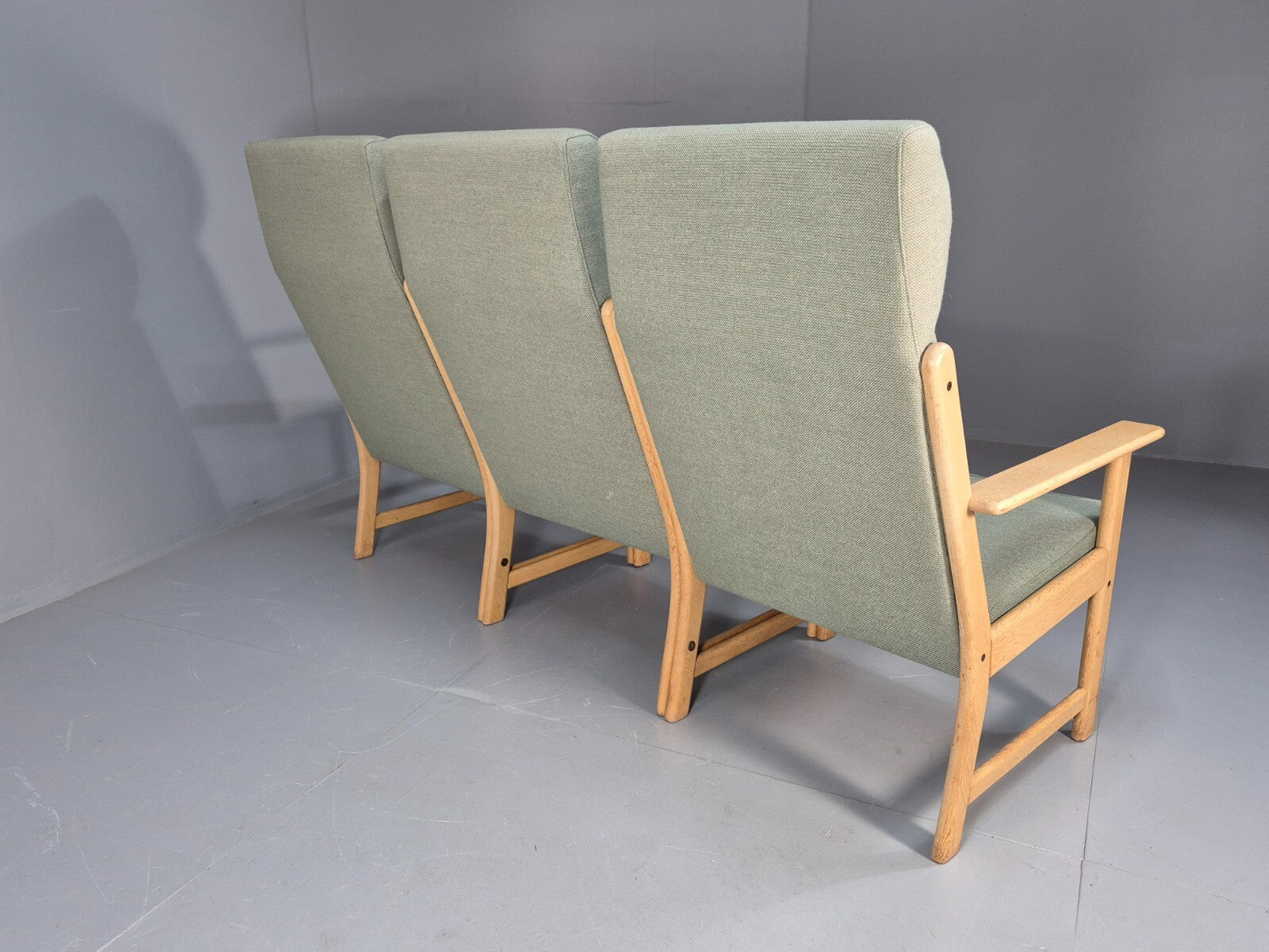 Green Wool and Oak Vintage Danish Sofa 1970s Modern Design Retro EB9263 M3SS - UKDK FURNITURE