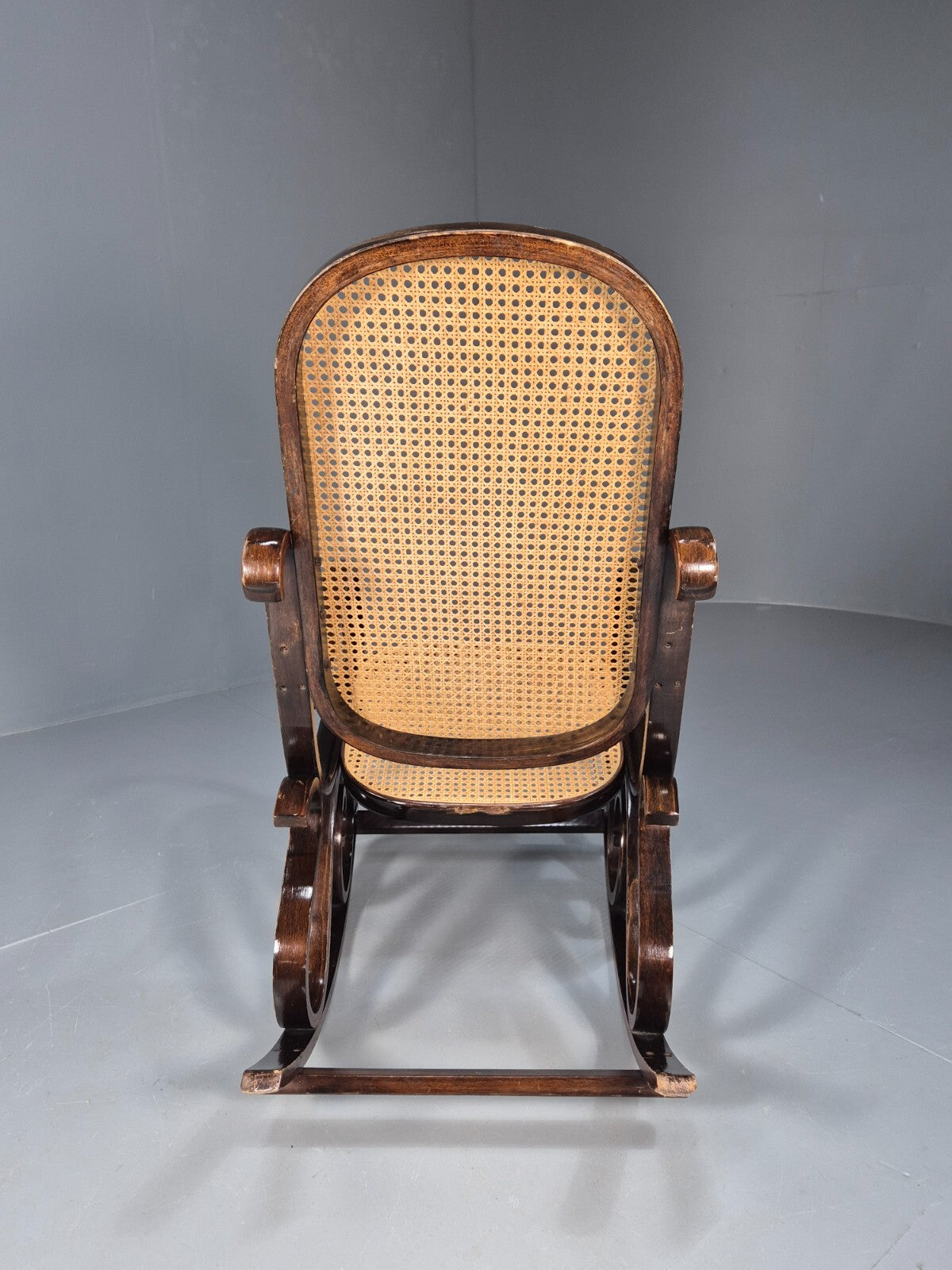 Vintage Rocking Chair Rattan and Bentwood Thonet Style 1970s Retro EB8945 VBER8
