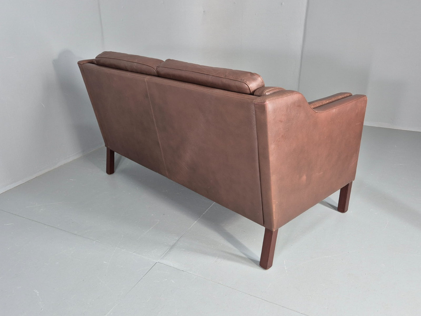 Vintage 2 Seater Sofa Danish Brown Leather Mid Century Retro 1970s EB9304 M2SS14