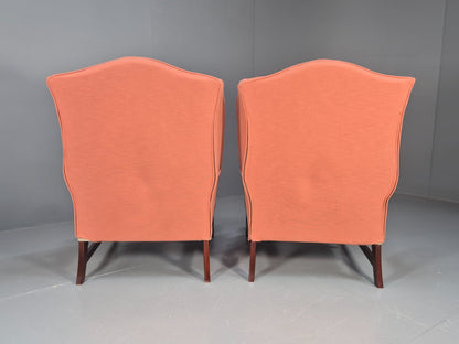 2 Vintage Georgian Style Wingback Armchairs 1950s Reproduction EB9469 VCLO - UKDK FURNITURE